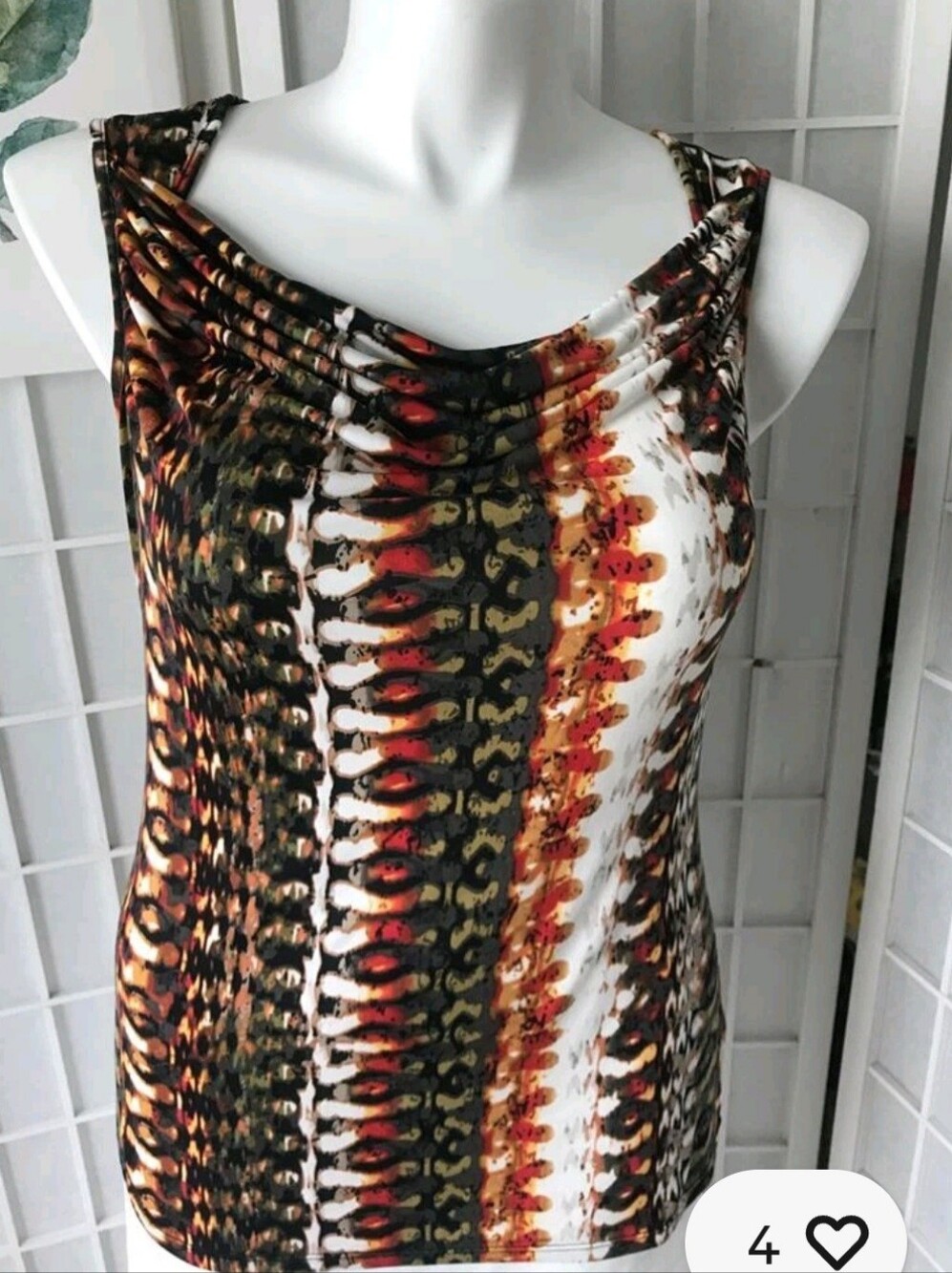 Worthington Brown Black Ruched Sleeveless Tank Top